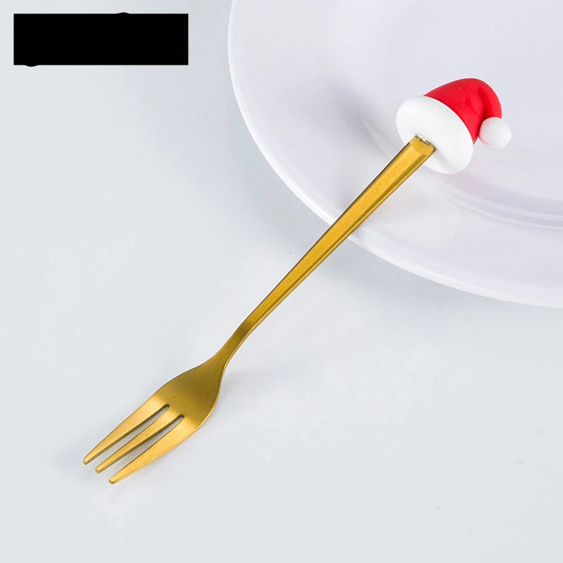 Christmas Spoon Forks Stainless Steel Coffee Spoon Christmas Tree Elk Tiny Stirring Spoons Party Tableware Ornaments Gifts Kids - Til Kjøkkenet
