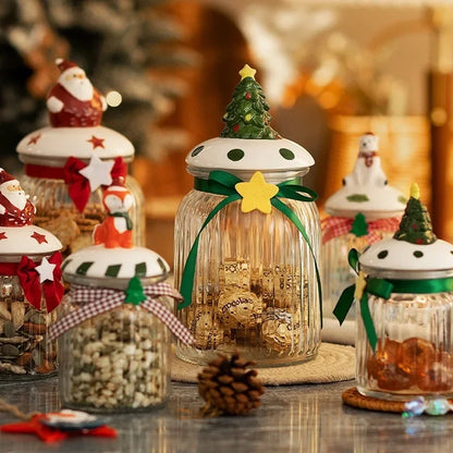 Christmas Candy Glass Sealed Jar Household Nut Jar Food Grade Tea and Grain Storage Jar - Til Kjøkkenet