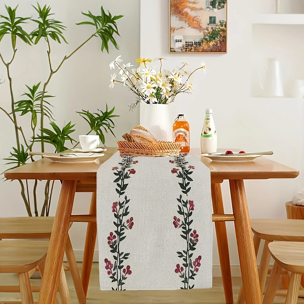 Bohemian style watercolor floral table runner suitable for Christmas kitchen and dining room decoration gift home decoration tab - Til Kjøkkenet