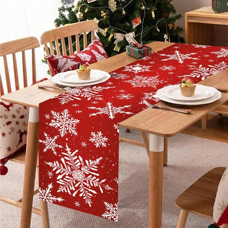 Christmas Snowflakes Table Runner Christmas Decorations for Home 2025 Xmas Tablecover Winter Holiday Kitchen Dining Table Decor - Til Kjøkkenet