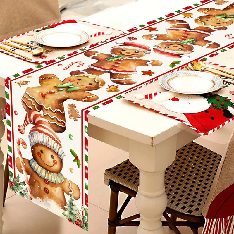 Christmas Snowflakes Table Runner Christmas Decorations for Home 2025 Xmas Tablecover Winter Holiday Kitchen Dining Table Decor - Til Kjøkkenet