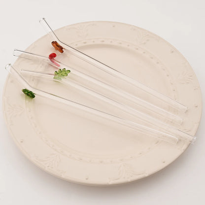 8pcs Christmas High Borosilicate Glass Straws Reusable Drinking Straw Set with Brush for Smoothies Tea Juice Bar Accessories - Til Kjøkkenet