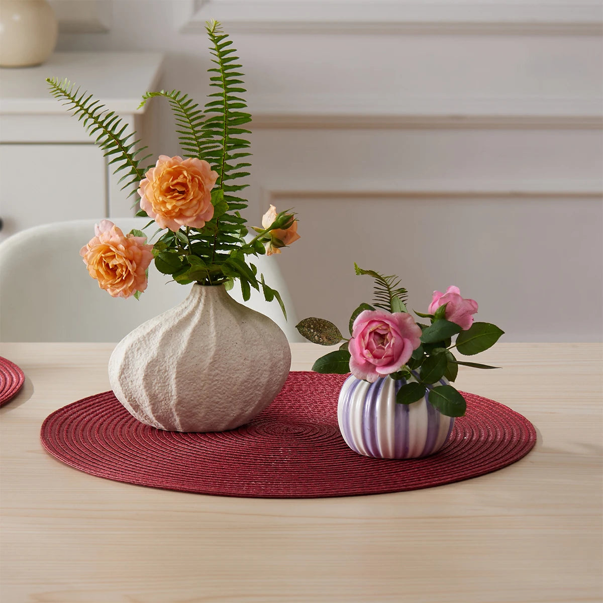 Christmas Placemat Set of 4 15inch Round Braided Placemats Table Mats For Kitchen Tables Woven  Non-Slip Place Mats - Til Kjøkkenet