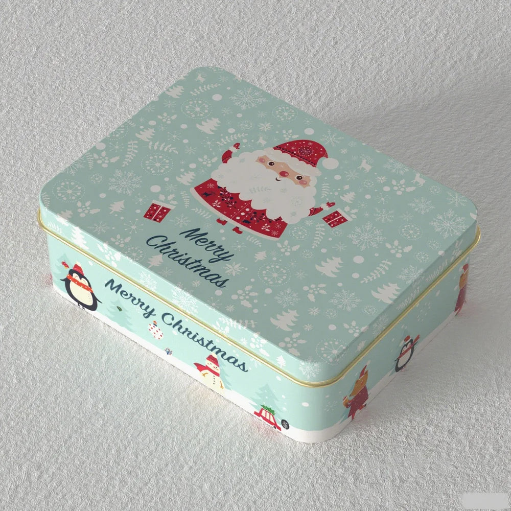 Christmas Tinplate Round Candy Tin Can Metal Box Cartoon Elk Santa Claus Letter Printed Xmas Candy Cookie Tea Storage Gift Case - Til Kjøkkenet