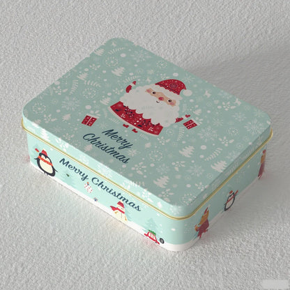 Christmas Tinplate Round Candy Tin Can Metal Box Cartoon Elk Santa Claus Letter Printed Xmas Candy Cookie Tea Storage Gift Case - Til Kjøkkenet