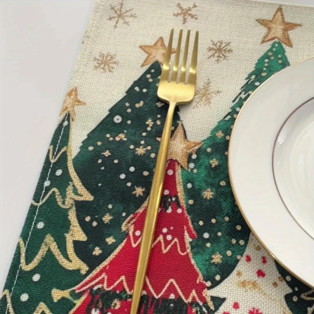 VIKAMA Christmas Limited Edition Tablecloth and Napkin for Kitchen Table with Waterproof Christmas Tree Decorations - Til Kjøkkenet