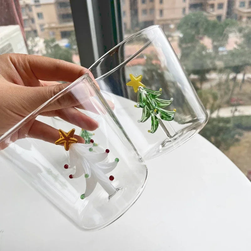 1pc Christmas Tree Mug Cute Cup Glass Cups  Glass Mug  Coffee Mug Home Decoration Christmas Gift Christmas Decoration 300ml - Til Kjøkkenet