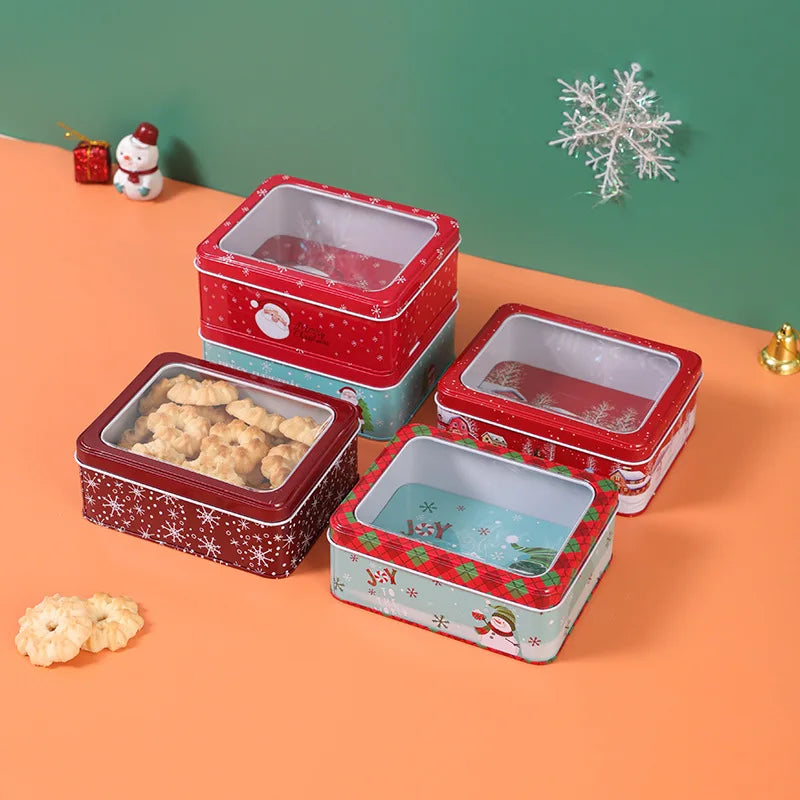 1Pc Merry Christmas Candy Box Mini Tin Box Sealed Jar Jewelry Organizer Gift Package Home Xmas Candy Baking Cookies Biscuit Case - Til Kjøkkenet