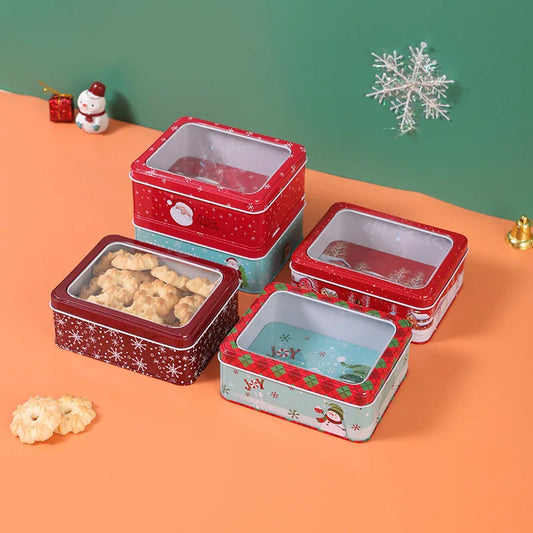 1Pc Merry Christmas Candy Box Mini Tin Box Sealed Jar Jewelry Organizer Gift Package Home Xmas Candy Baking Cookies Biscuit Case - Til Kjøkkenet