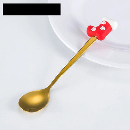 Christmas Spoon Forks Stainless Steel Coffee Spoon Christmas Tree Elk Tiny Stirring Spoons Party Tableware Ornaments Gifts Kids - Til Kjøkkenet