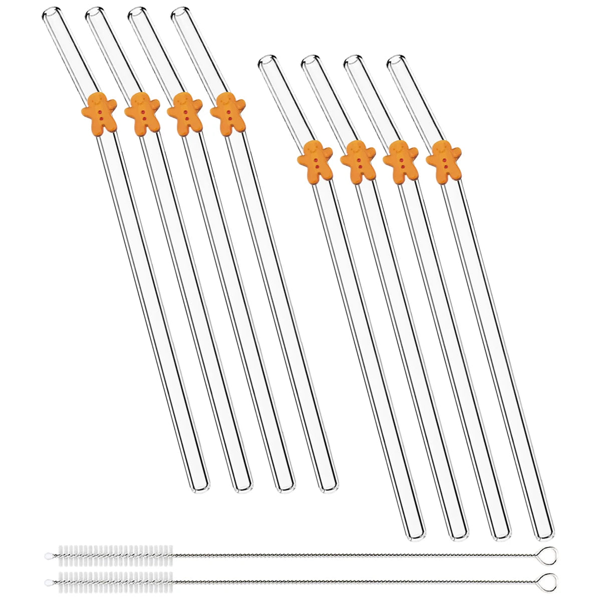 8pcs Christmas High Borosilicate Glass Straws Reusable Drinking Straw Set with Brush for Smoothies Tea Juice Bar Accessories - Til Kjøkkenet