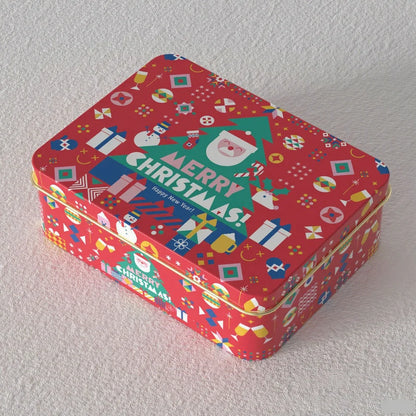 Christmas Tinplate Round Candy Tin Can Metal Box Cartoon Elk Santa Claus Letter Printed Xmas Candy Cookie Tea Storage Gift Case - Til Kjøkkenet