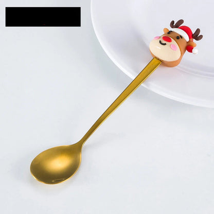 Christmas Spoon Forks Stainless Steel Coffee Spoon Christmas Tree Elk Tiny Stirring Spoons Party Tableware Ornaments Gifts Kids - Til Kjøkkenet