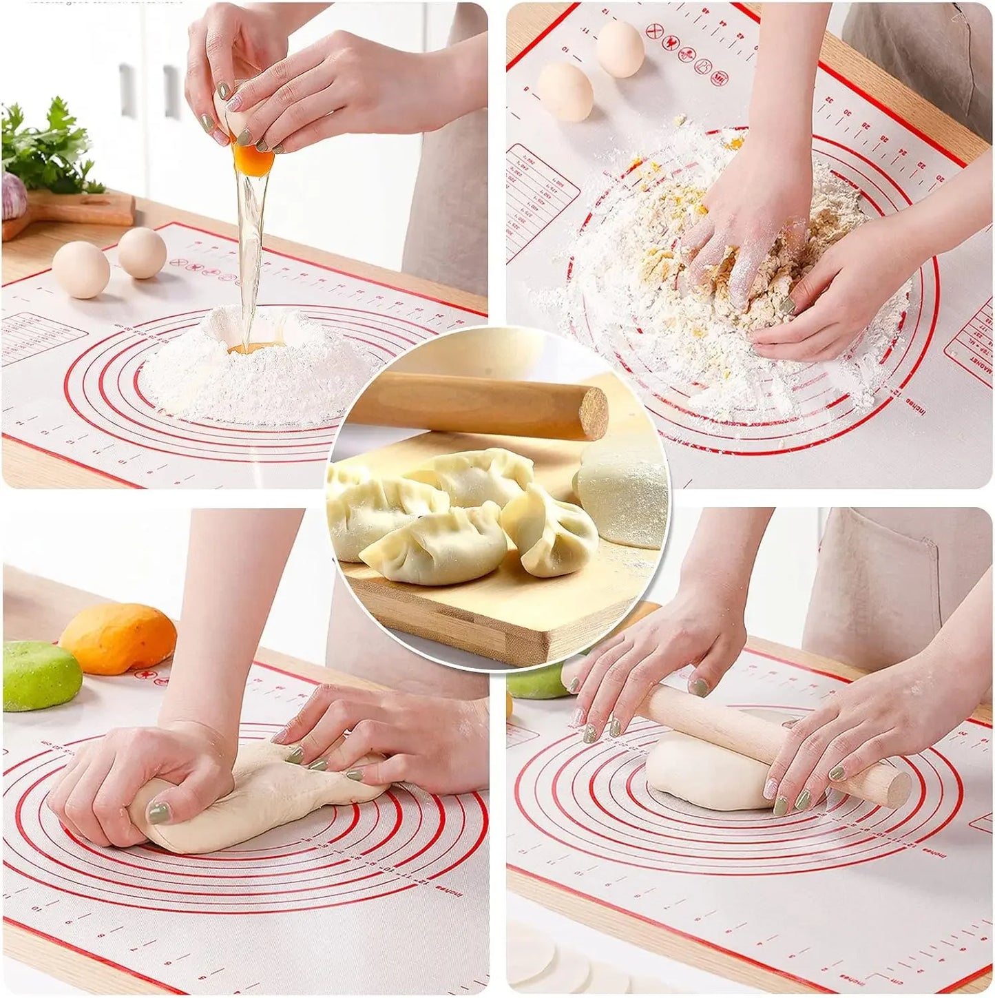 Oversize 60/70/80cm Silicone Baking Mat Rolling Kneading Pad Pastry Tools Crepes Pizza Dough Non-Stick Silicone Mat For Kitchen - Til Kjøkkenet