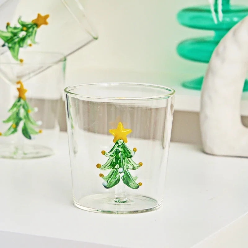 1pc Christmas Tree Mug Cute Cup Glass Cups  Glass Mug  Coffee Mug Home Decoration Christmas Gift Christmas Decoration 300ml - Til Kjøkkenet
