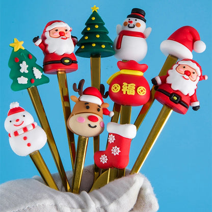 Christmas Spoon Forks Stainless Steel Coffee Spoon Christmas Tree Elk Tiny Stirring Spoons Party Tableware Ornaments Gifts Kids - Til Kjøkkenet