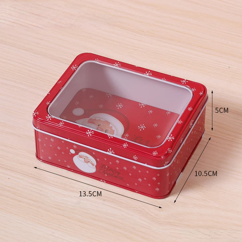 1Pc Merry Christmas Candy Box Mini Tin Box Sealed Jar Jewelry Organizer Gift Package Home Xmas Candy Baking Cookies Biscuit Case - Til Kjøkkenet