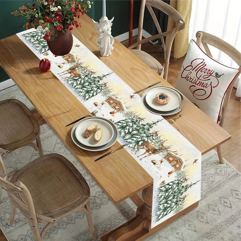 Christmas Snowflakes Table Runner Christmas Decorations for Home 2025 Xmas Tablecover Winter Holiday Kitchen Dining Table Decor - Til Kjøkkenet