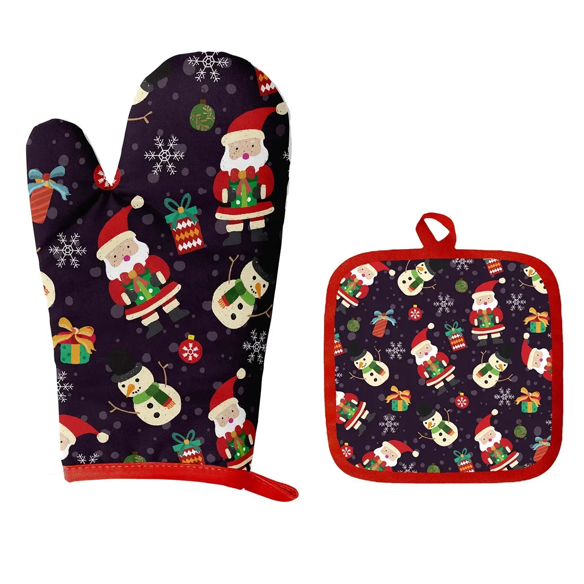 1 Set Insulated Gloves Insulated Mat Set Microwave Oven Gloves Christmas Halloween Printed Gloves - Til Kjøkkenet