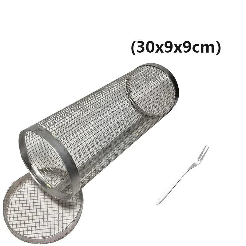 Rullende grillkurv i rustfritt stål - Til Kjøkkenet