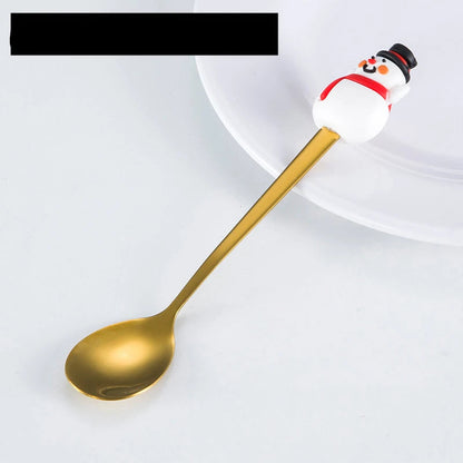 Christmas Spoon Forks Stainless Steel Coffee Spoon Christmas Tree Elk Tiny Stirring Spoons Party Tableware Ornaments Gifts Kids - Til Kjøkkenet