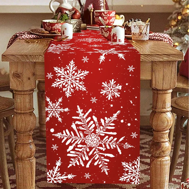 Christmas Snowflakes Table Runner Christmas Decorations for Home 2025 Xmas Tablecover Winter Holiday Kitchen Dining Table Decor - Til Kjøkkenet