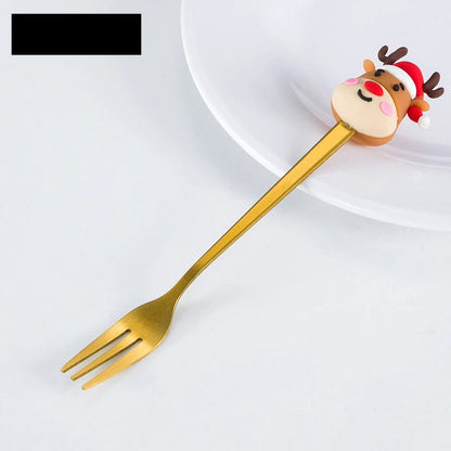 Christmas Spoon Forks Stainless Steel Coffee Spoon Christmas Tree Elk Tiny Stirring Spoons Party Tableware Ornaments Gifts Kids - Til Kjøkkenet