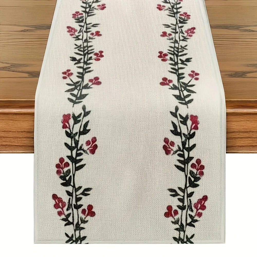 Bohemian style watercolor floral table runner suitable for Christmas kitchen and dining room decoration gift home decoration tab - Til Kjøkkenet