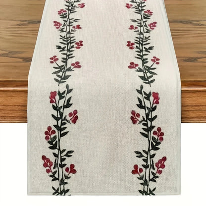 Bohemian style watercolor floral table runner suitable for Christmas kitchen and dining room decoration gift home decoration tab - Til Kjøkkenet