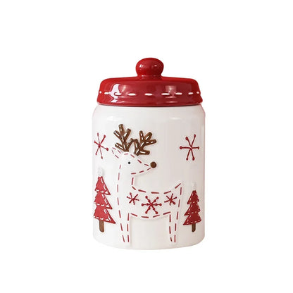 Nordic Santa Round home kitchen Sealed jar Large ceramic jar Snacks Creative decoration Christmas gift storage jar - Til Kjøkkenet
