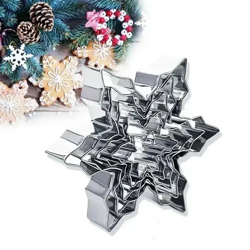 5Pcs/Set Metal Snowflake Shape Christmas Cookie Cutter Chocolate Soap Mold Baking Tools Kitchen Bakeware Fondant Cake Stencils - Til Kjøkkenet