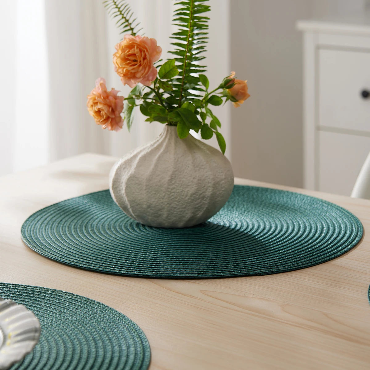 Christmas Placemat Set of 4 15inch Round Braided Placemats Table Mats For Kitchen Tables Woven  Non-Slip Place Mats - Til Kjøkkenet