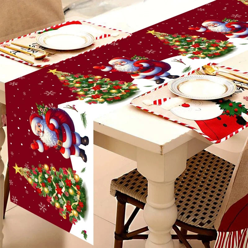 Christmas Snowflakes Table Runner Christmas Decorations for Home 2025 Xmas Tablecover Winter Holiday Kitchen Dining Table Decor - Til Kjøkkenet