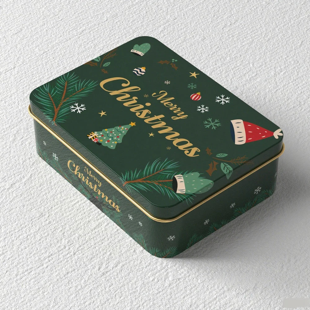 Christmas Tinplate Round Candy Tin Can Metal Box Cartoon Elk Santa Claus Letter Printed Xmas Candy Cookie Tea Storage Gift Case - Til Kjøkkenet
