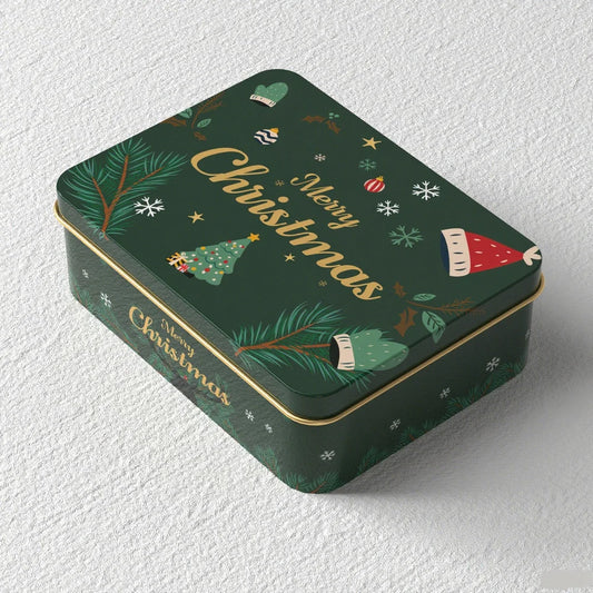 Christmas Tinplate Round Candy Tin Can Metal Box Cartoon Elk Santa Claus Letter Printed Xmas Candy Cookie Tea Storage Gift Case - Til Kjøkkenet