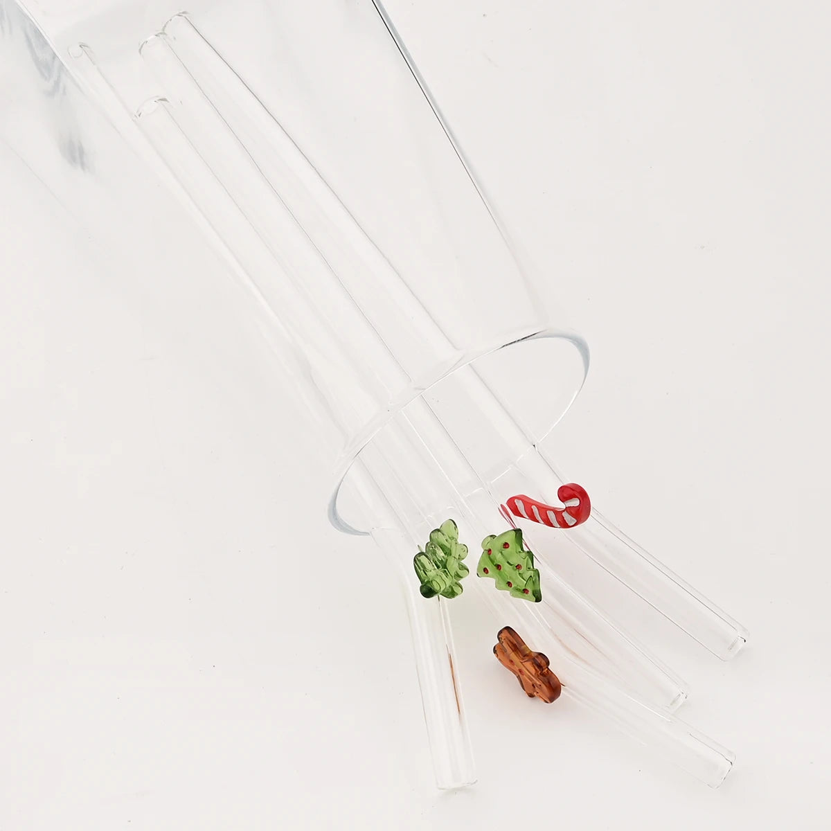 8pcs Christmas High Borosilicate Glass Straws Reusable Drinking Straw Set with Brush for Smoothies Tea Juice Bar Accessories - Til Kjøkkenet