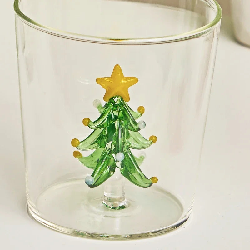 1pc Christmas Tree Mug Cute Cup Glass Cups  Glass Mug  Coffee Mug Home Decoration Christmas Gift Christmas Decoration 300ml - Til Kjøkkenet