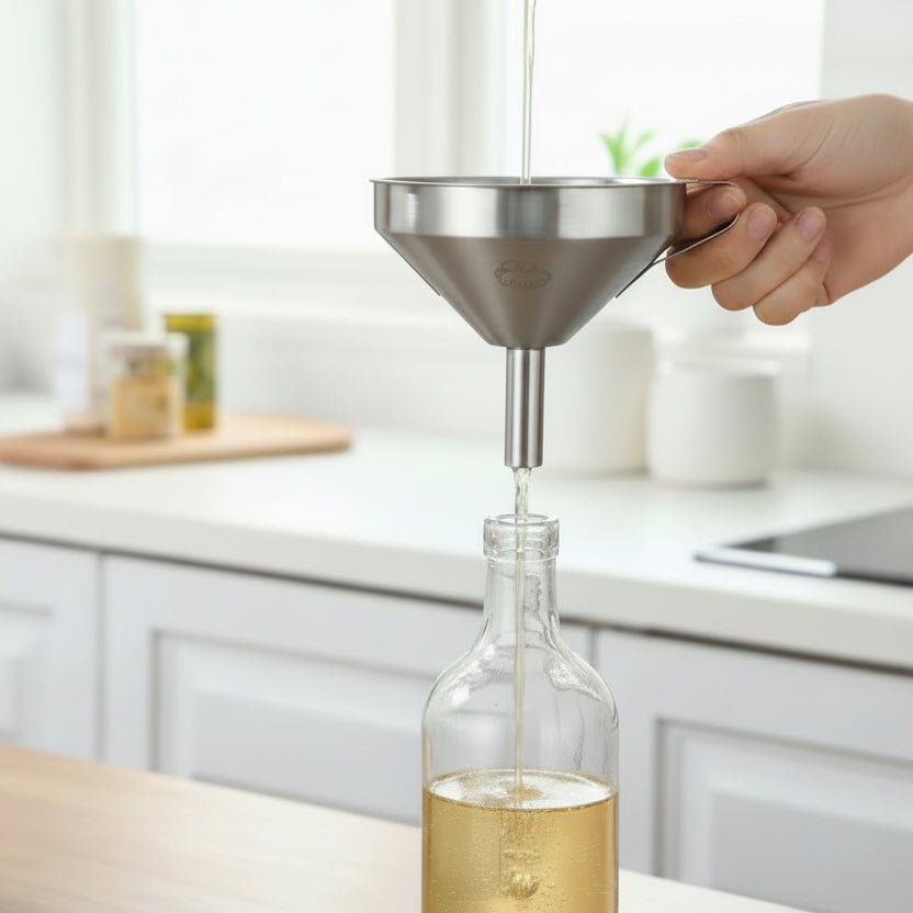 Kjøkkentrakt med sil i rustfritt stål - Til Kjøkkenet