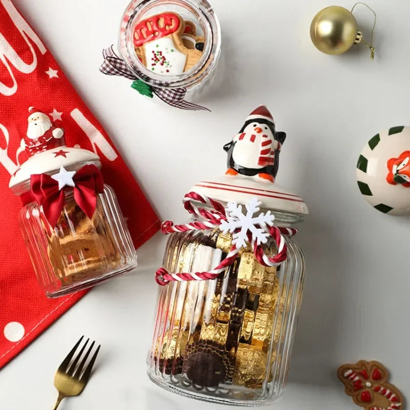 Christmas Candy Glass Sealed Jar Household Nut Jar Food Grade Tea and Grain Storage Jar - Til Kjøkkenet