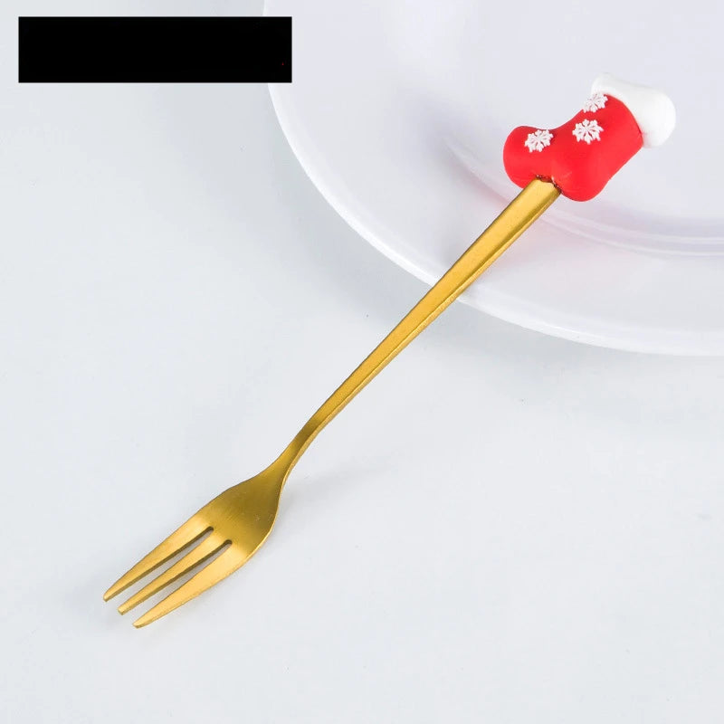 Christmas Spoon Forks Stainless Steel Coffee Spoon Christmas Tree Elk Tiny Stirring Spoons Party Tableware Ornaments Gifts Kids - Til Kjøkkenet