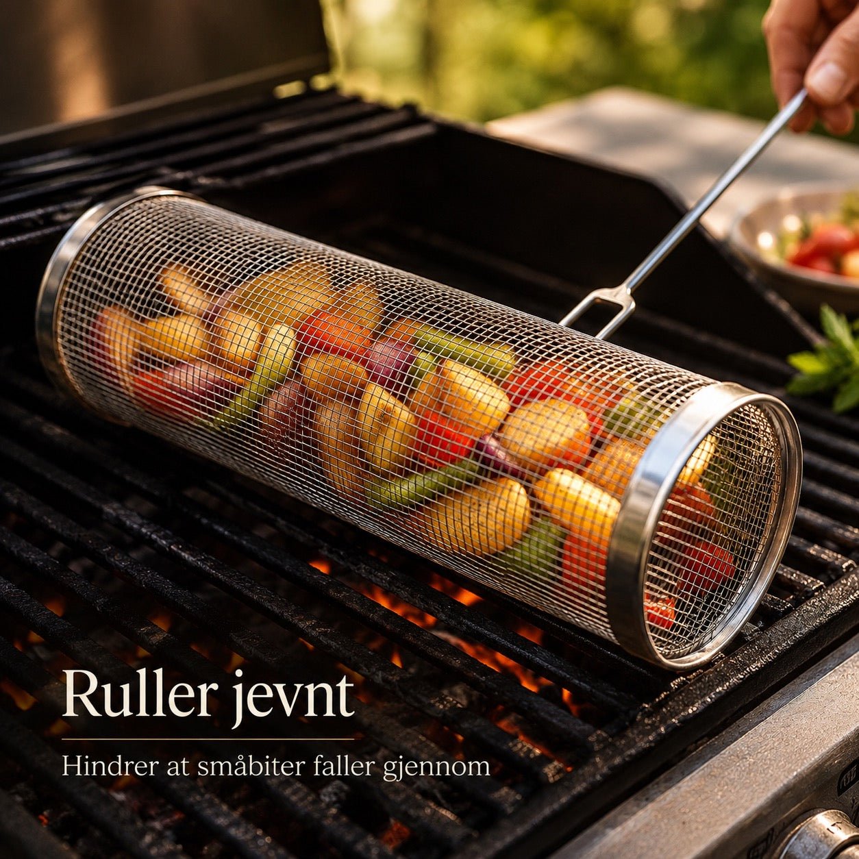 Rullende grillkurv i rustfritt stål – produktbilde 3