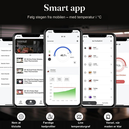 App og funktioner til trådløst stegetermometer