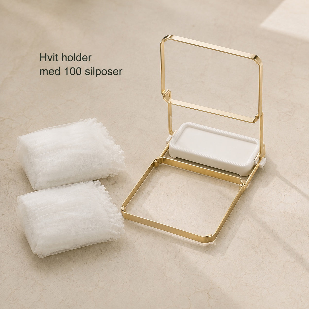 SlukRen – hvid holder med 100 filterposer