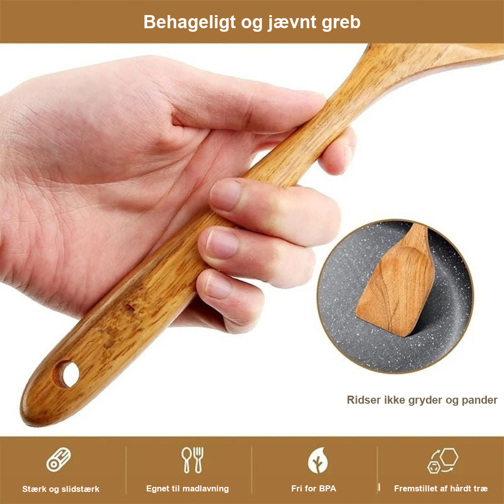 Køkkenredskaber i træ med behageligt greb