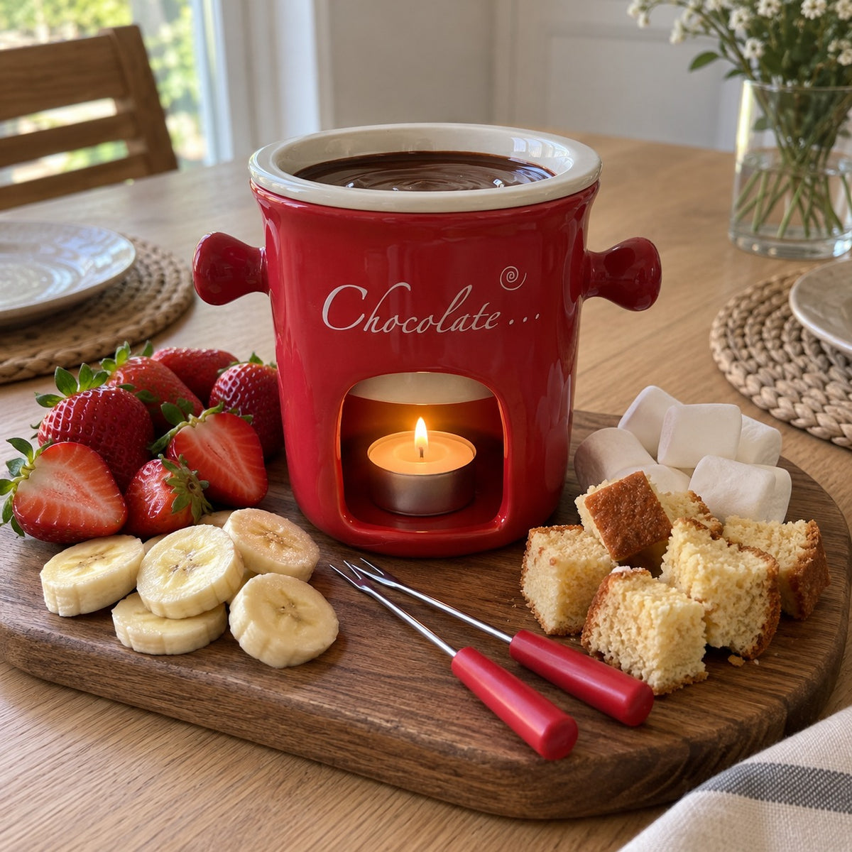 Dippi XL på fruktbrett med to gafler – fondue for to
