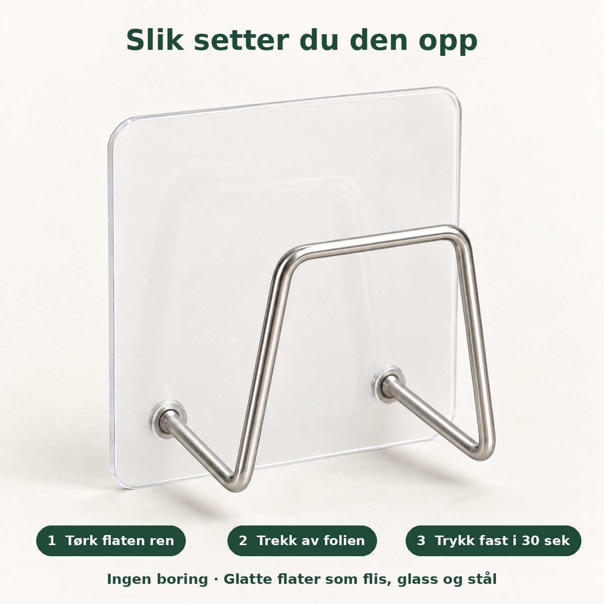Slik setter du opp holderen uten å bore