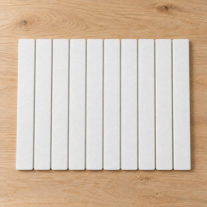 White quick-drying stone mat viewed from above, as supplied