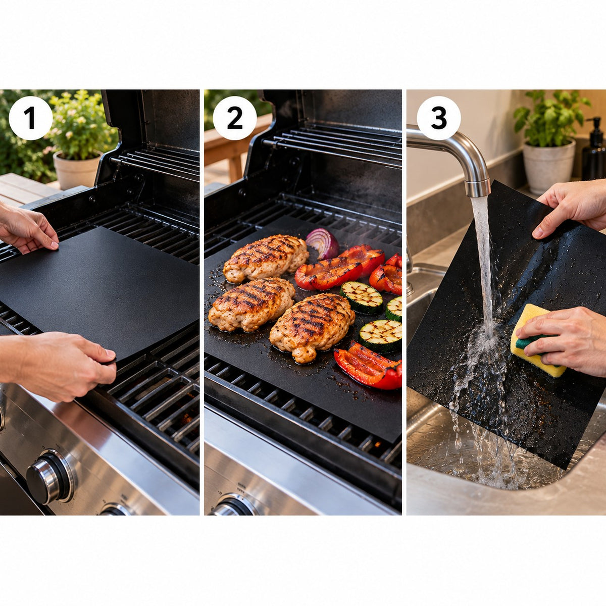 Slik brukes grillmatta: legg på risten, grill, skyll av